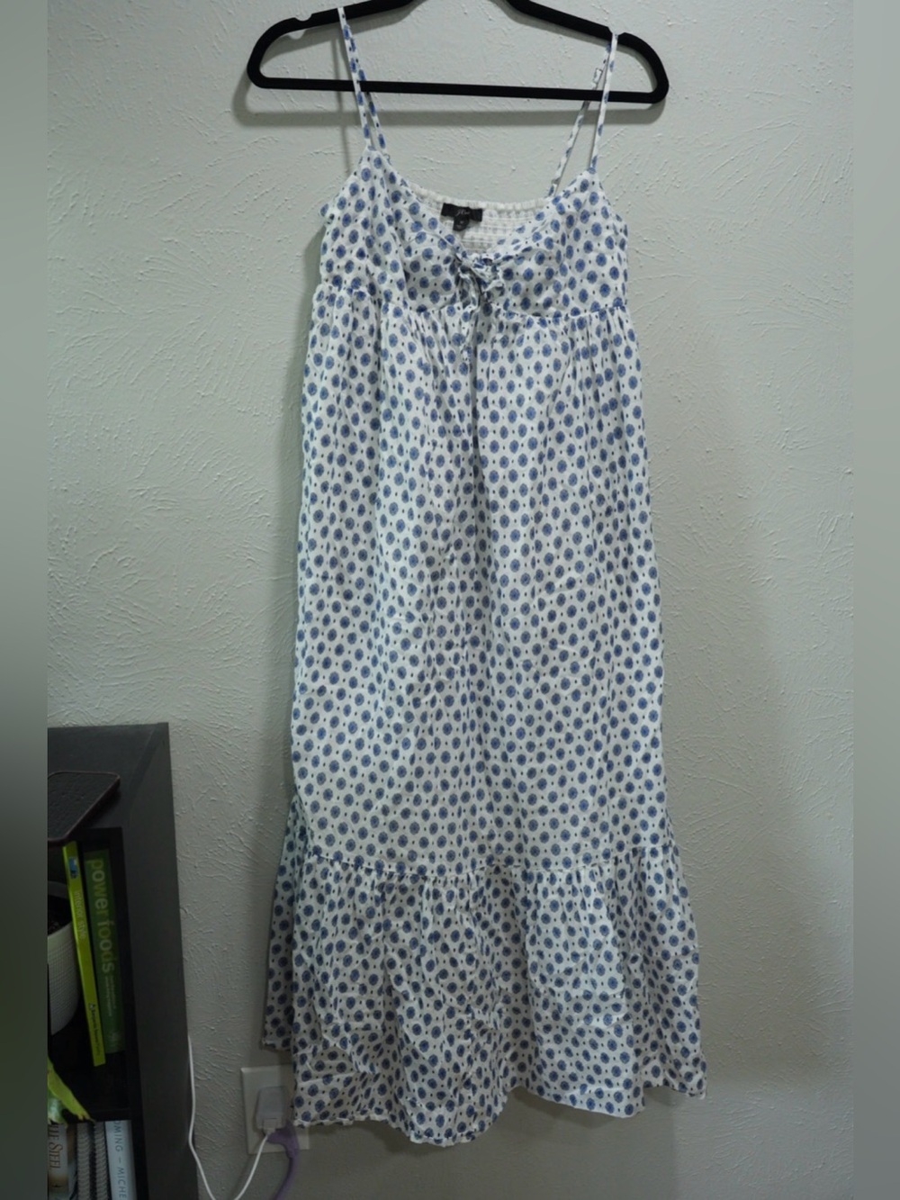 J. Crew White Spaghetti-Strap Printed Camisole with Blue Dot Floral